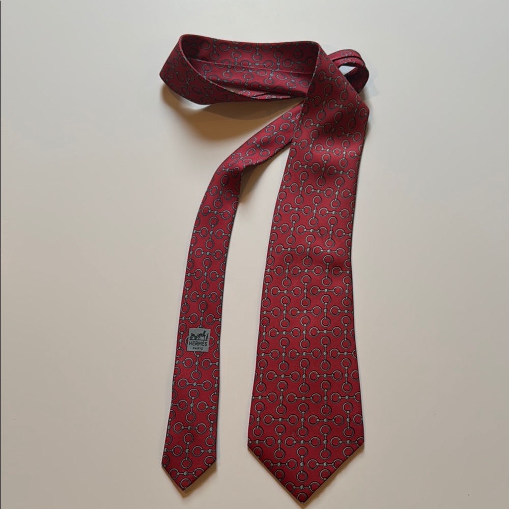 Vintage Hermes Red Patterned Tie